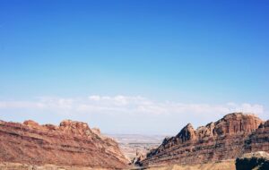 desert rock formations under a blue sky