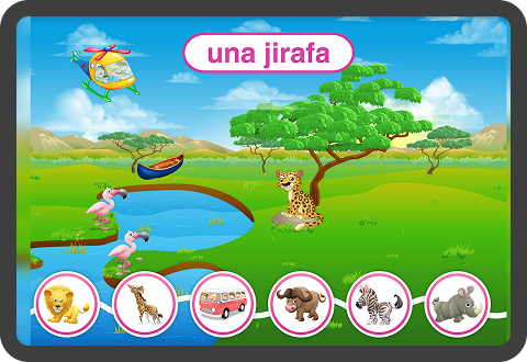 Interactive game to identify the correct safari image based on the word at the top