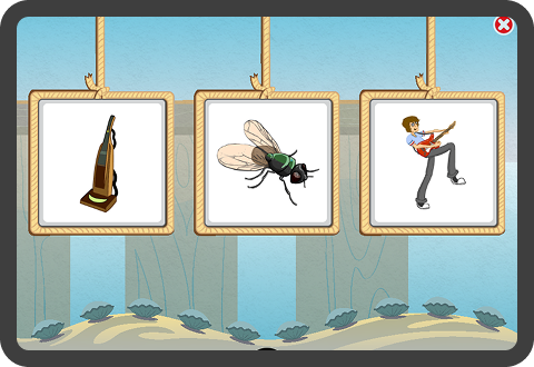 Multiple choice question with cartoon illustrations from typical program